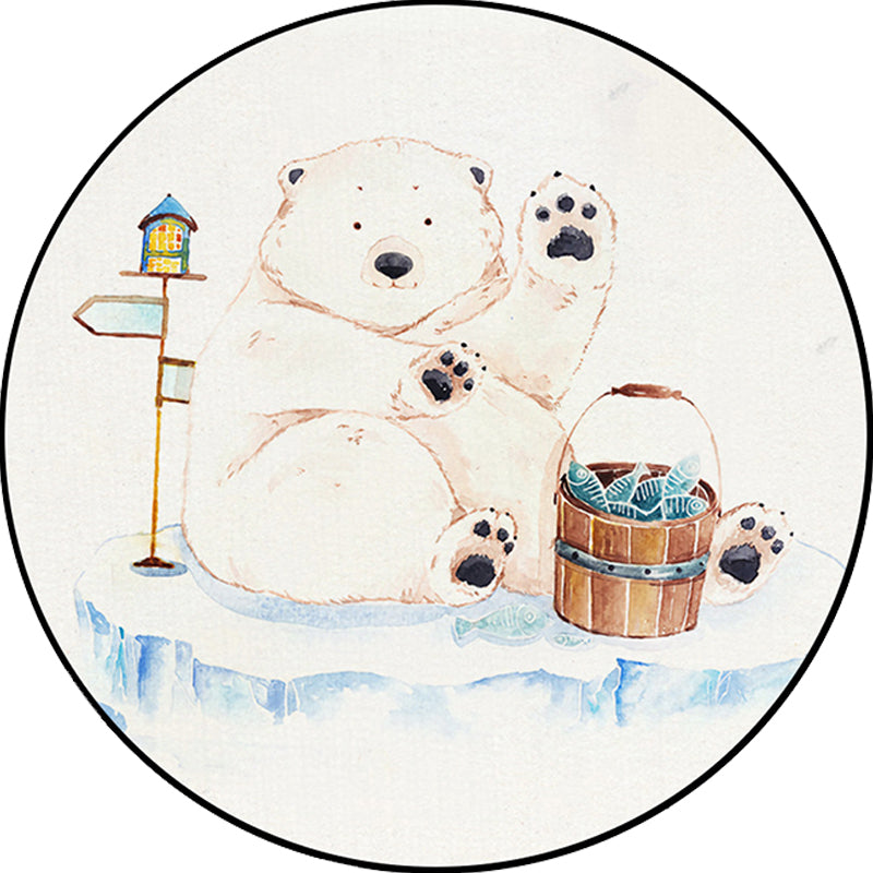 Vivolux | Weißer Kinderzimmerteppich Kinder Tier Bär Hund Panda Muster Teppich Polyester Antirutsch-Rücken Teppich