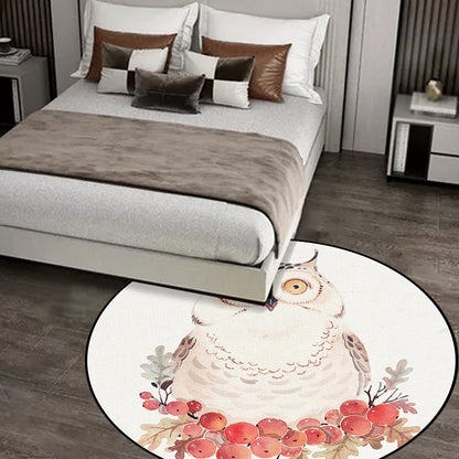 Vivolux | Schöner Kinderteppich in Weiß mit Tiermotiv Eule Hase Faultier Teppich Polyester rutschfest waschbar Teppich für das Kinderzimmer
