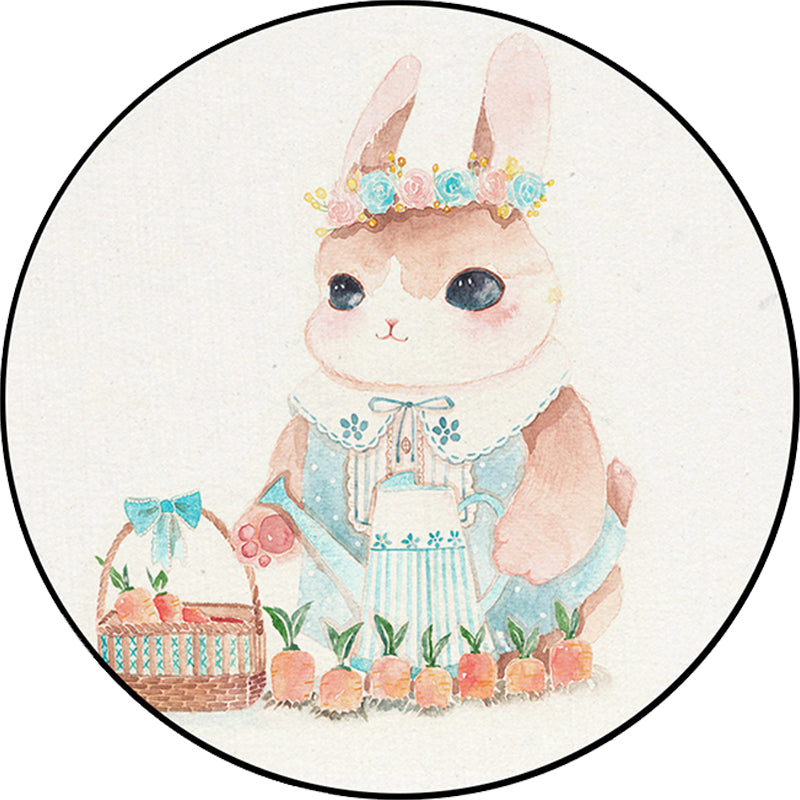 Vivolux | Schöner Kinderteppich in Weiß mit Tiermotiv Eule Hase Faultier Teppich Polyester rutschfest waschbar Teppich für das Kinderzimmer