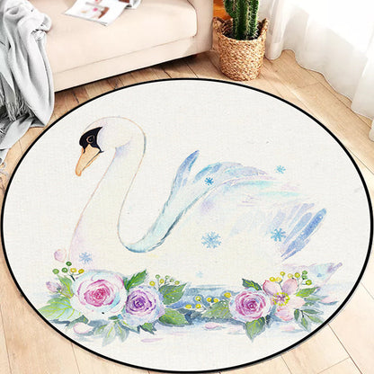 Vivolux | Schöner Kinderteppich in Weiß mit Tiermotiv Eule Hase Faultier Teppich Polyester rutschfest waschbar Teppich für das Kinderzimmer