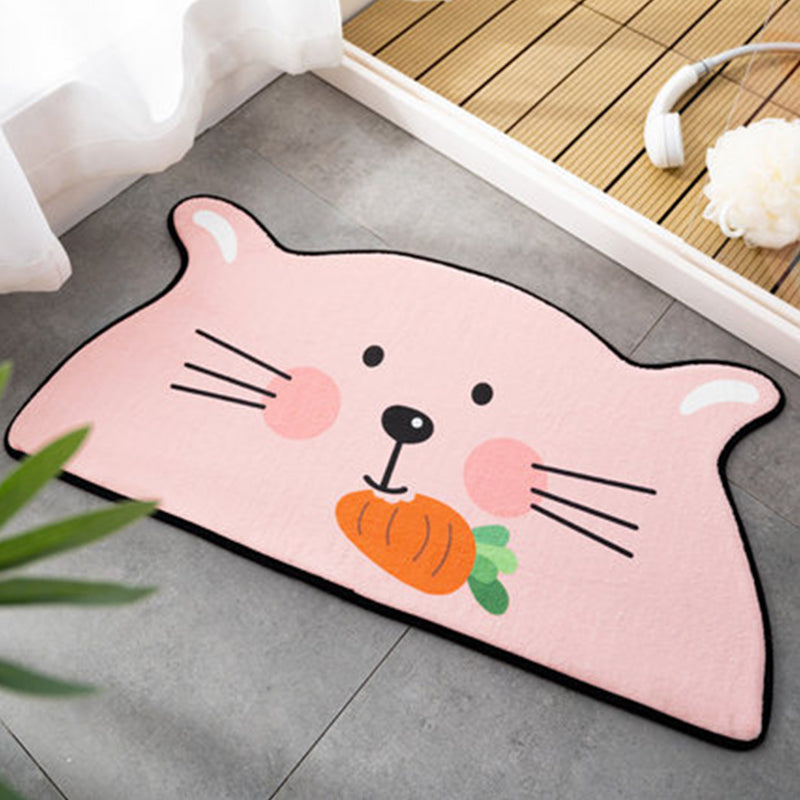Vivolux | Süßer Kinder unregelmäßiger Teppich in Orange und Pink Tier Tiger Fuchs Muster Teppich Polyester rutschfester Teppich für das Kinderzimmer
