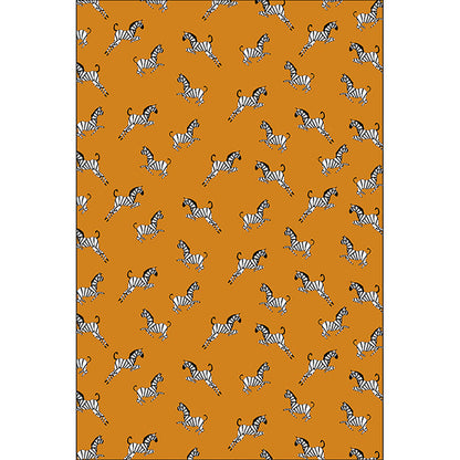 Vivolux | Oranger Kinderzimmer Teppich Kinder Tier Zebra Muster Bereichsteppich Polyester Fleckenresistenter Teppich