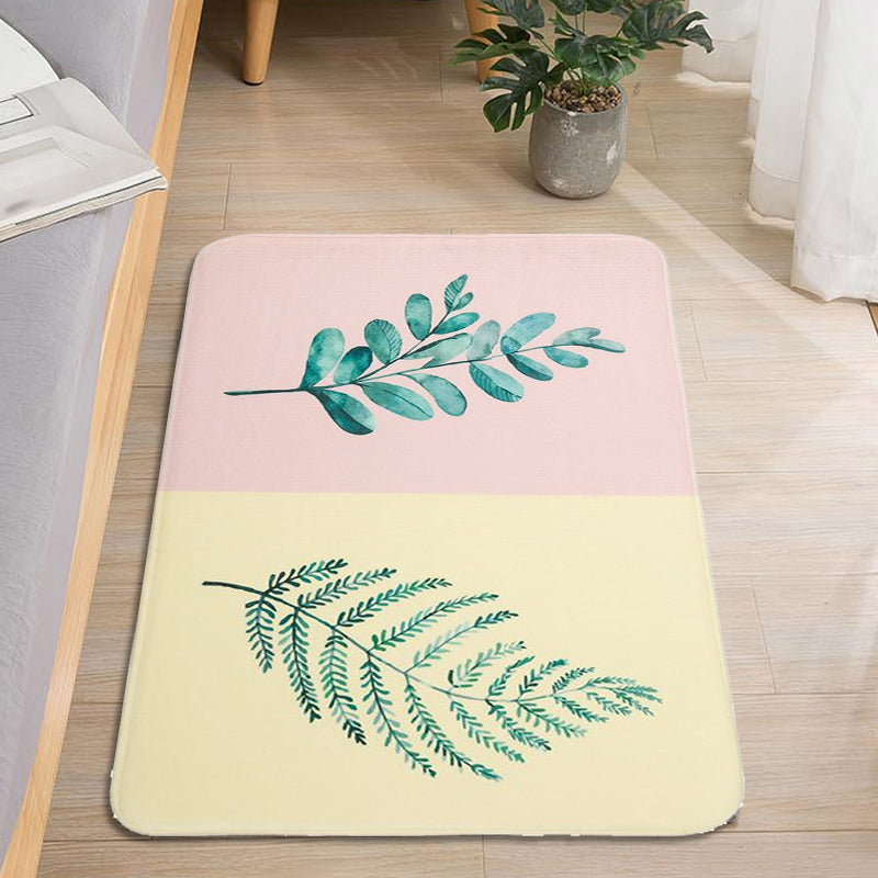 Vivolux | Lässiger Kinderteppich in Rosa und Gelb Botanisches Kaktus Aloe Muster Teppich Polyester Rutschfester Teppich für Kinderzimmer