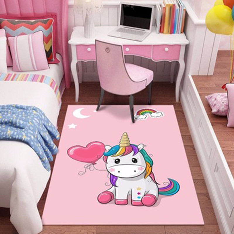 Vivolux | Stijlvol Kinderen Tapijt in Roze Dier Eenhoorn Kat Konijn Patroon Tapijt Polyester Huisdiervriendelijk Vloerkleed voor Kinderkamer