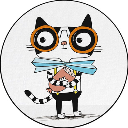 Vivolux | Wit und Blau Kinderzimmer Teppich Kinder Tier Katze Punkte Muster Bereich Teppich Polyester haustierfreundlich Teppich