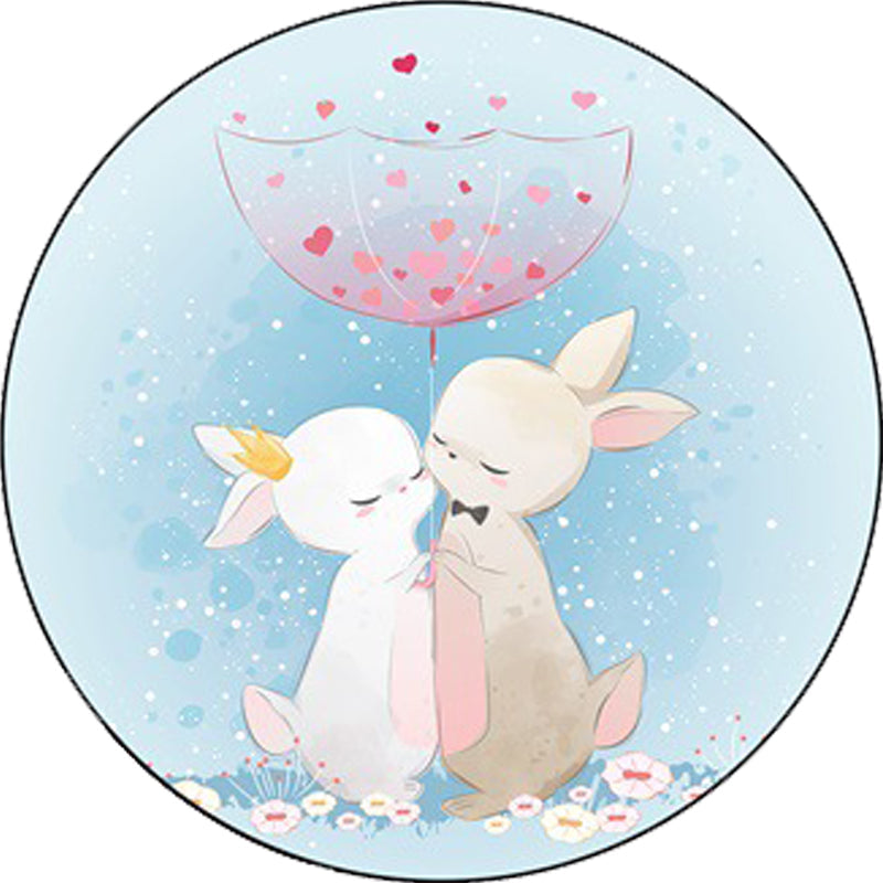 Vivolux | Blauwe en Roze Kinderkamer Tapijt Kinderen Dier Paard Konijn Patroon Area Tapijt Polyester Antislip Rug