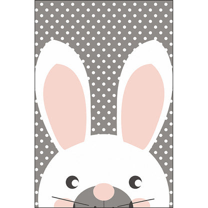 Vivolux | Grijze Kinderkamer Tapijt Kids Dier Konijn Dots Patroon Gebied Tapijt Polyester Antislip Achterkant Vloerkleed