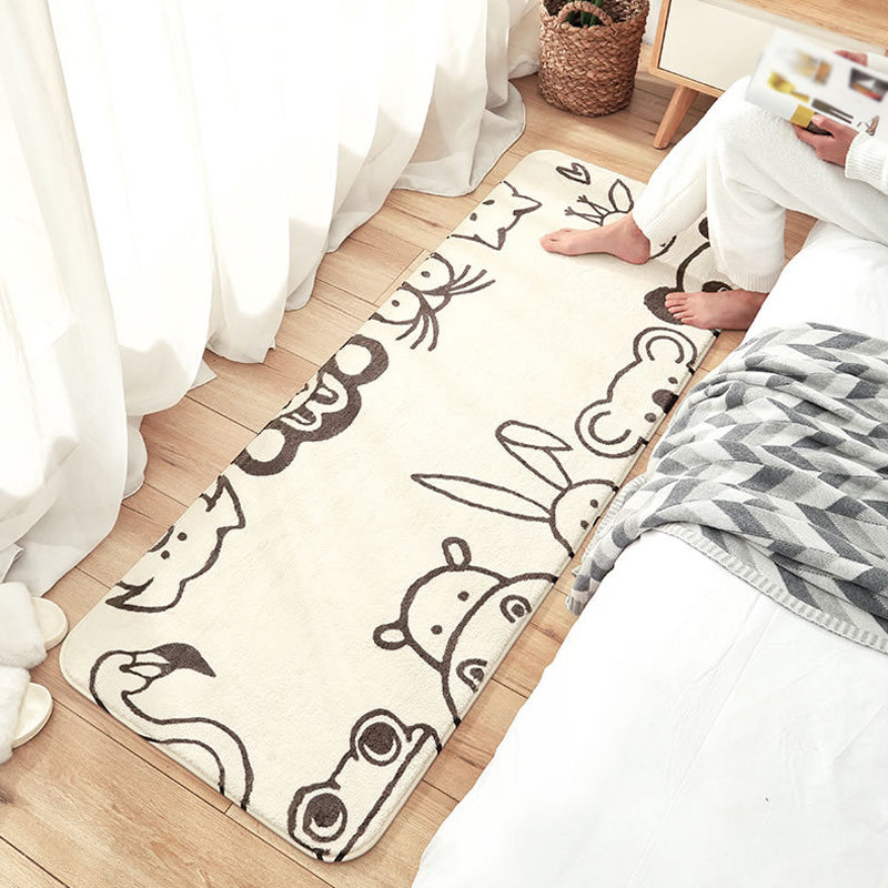 Vivolux | Witte en Grijze Kinderkamer Tapijt Kids Dier Panda Pinguïn Patroon Gebied Tapijt Polyester Machinewasbaar Tapijt