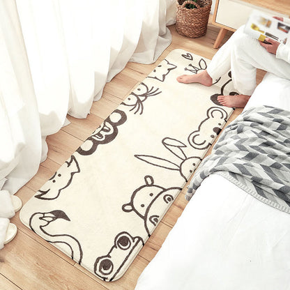 Vivolux | Witte en Grijze Kinderkamer Tapijt Kids Dier Panda Pinguïn Patroon Gebied Tapijt Polyester Machinewasbaar Tapijt