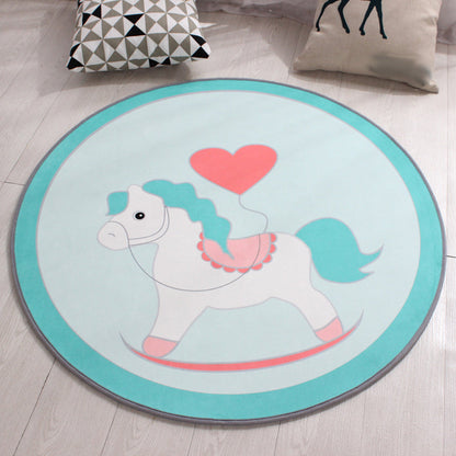 Vivolux | Stijlvol kinderkleed in geel en groen dierenpaard walvis panda patroon tapijt polyester antislip ondergrond vloerkleed voor babykamer