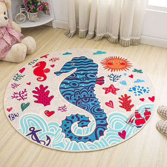 Vivolux | Stijlvol kinderkleed in geel en groen dierenpaard walvis panda patroon tapijt polyester antislip ondergrond vloerkleed voor babykamer
