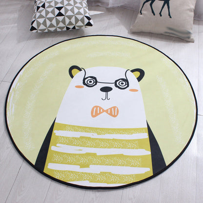 Vivolux | Stijlvol kinderkleed in geel en groen dierenpaard walvis panda patroon tapijt polyester antislip ondergrond vloerkleed voor babykamer