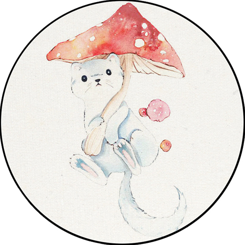 Vivolux | Kinder Schlafzimmer Teppich in Weiß Tier Fuchs Koala Alpaka Druck Teppich Polyester Haustierfreundlich Waschbarer Bereich Teppich