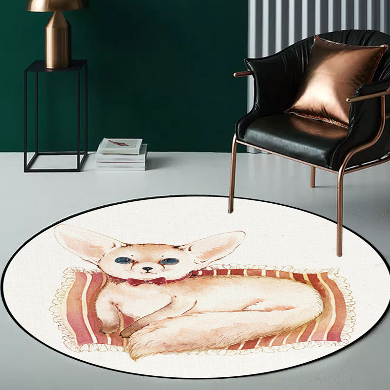 Vivolux | Kinder Schlafzimmer Teppich in Weiß Tier Fuchs Koala Alpaka Druck Teppich Polyester Haustierfreundlich Waschbarer Bereich Teppich