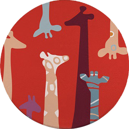 Vivolux | Rood en Geel Kinderkamer Tapijt Kinderen Dier Kat Beer Giraffe Patroon Gebiedtapijt Polyester Huisdier Vriendelijk Wasbaar Tapijt