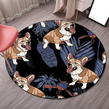 Vivolux | Geel und Rosa Kinderzimmer Teppich Kinder Tier Hund Wassermelone Blatt Muster Teppich Polyester Waschbar Teppich