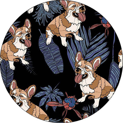 Vivolux | Geel und Rosa Kinderzimmer Teppich Kinder Tier Hund Wassermelone Blatt Muster Teppich Polyester Waschbar Teppich