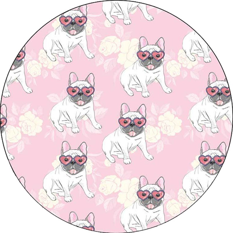 Vivolux | Geel und Rosa Kinderzimmer Teppich Kinder Tier Hund Wassermelone Blatt Muster Teppich Polyester Waschbar Teppich