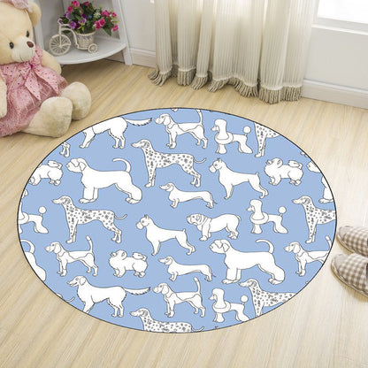 Vivolux | Geel und Rosa Kinderzimmer Teppich Kinder Tier Hund Wassermelone Blatt Muster Teppich Polyester Waschbar Teppich