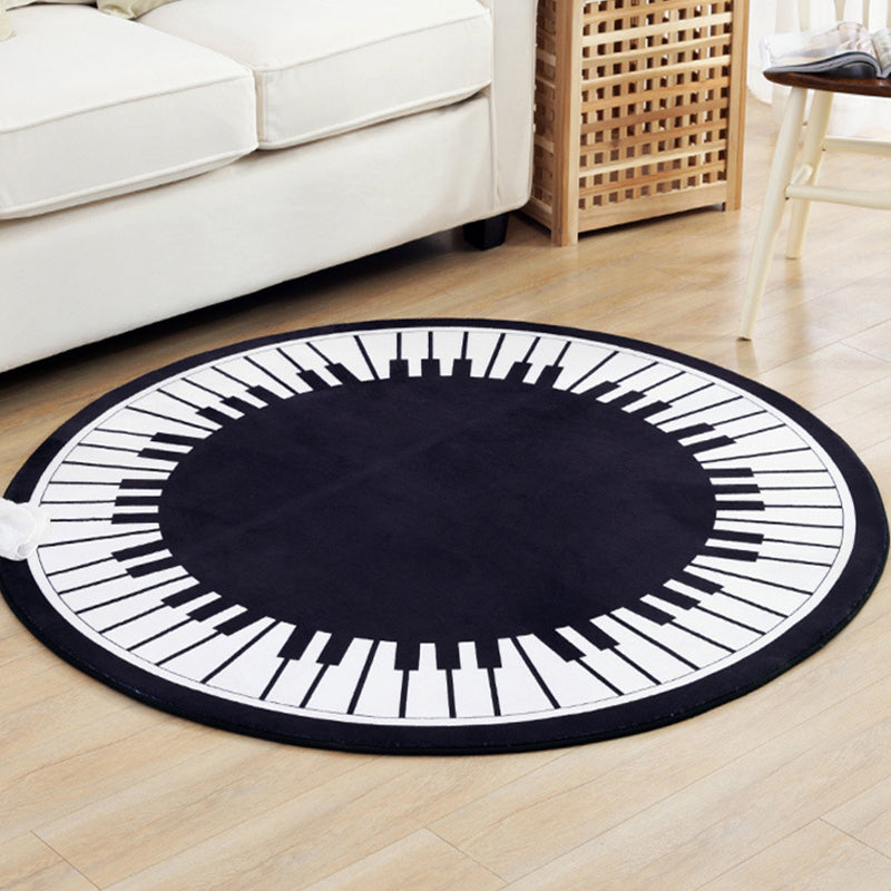 Vivolux | Stijlvol Kinder Tapijt in Zwart en Wit Muziek Piano Patroon Tapijt Polyester Huisdiervriendelijk Vloerkleed voor Kinderkamer
