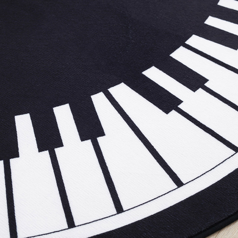 Vivolux | Stijlvol Kinder Tapijt in Zwart en Wit Muziek Piano Patroon Tapijt Polyester Huisdiervriendelijk Vloerkleed voor Kinderkamer