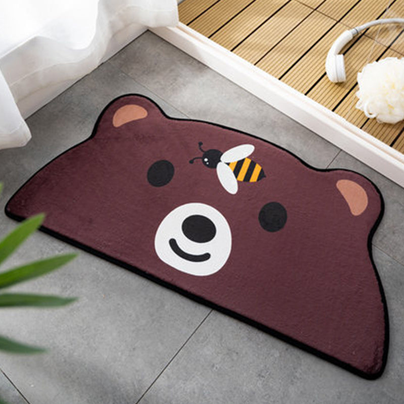 Vivolux | Irrégulier Kinderteppich Orange und Grün Kinder Tiere Frosch Katze Bär Muster Teppich Polyester Haustierfreundlicher Teppich