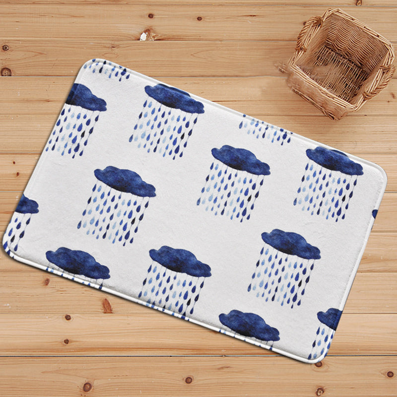 Vivolux | Kinderen Kinderkamer Tapijt in Witte Sprookjes Wolken Regen Print Tapijt Polyester Antislip Achterkant Area Tapijt