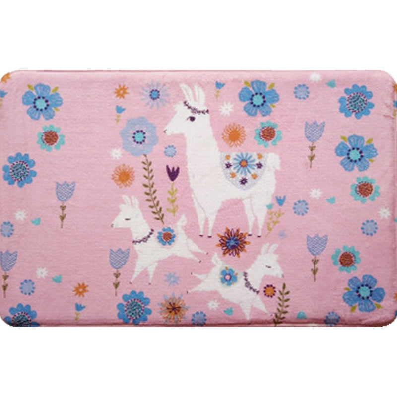 Vivolux | Blauwe en Zwarte Kinderkamer Tapijt Dieren Alpaca Patroon Vloerkleed Polyester Vlekbestendig Tapijt