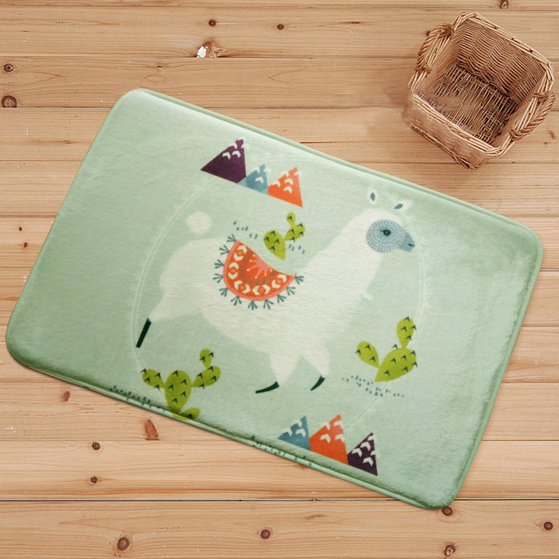 Vivolux | Blauwe en Zwarte Kinderkamer Tapijt Dieren Alpaca Patroon Vloerkleed Polyester Vlekbestendig Tapijt