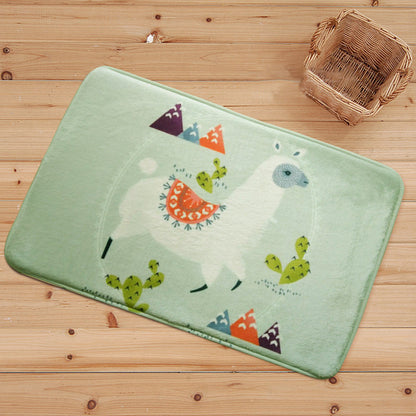 Vivolux | Blauwe en Zwarte Kinderkamer Tapijt Dieren Alpaca Patroon Vloerkleed Polyester Vlekbestendig Tapijt