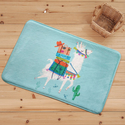 Vivolux | Blauwe en Zwarte Kinderkamer Tapijt Dieren Alpaca Patroon Vloerkleed Polyester Vlekbestendig Tapijt