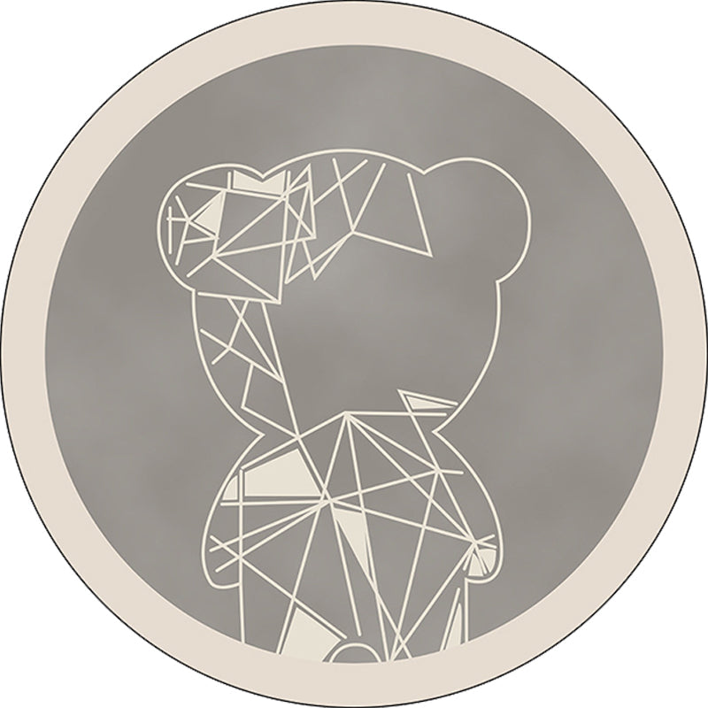 Vivolux | Niedlicher Kinderteppich in Grau und Braun Tier Bär Geometrie Muster Teppich Polyester Fleckenresistenter Teppich für das Kinderzimmer