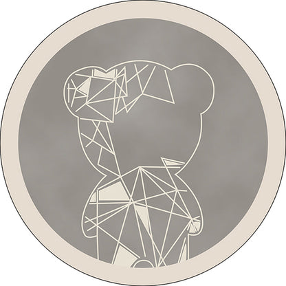 Vivolux | Niedlicher Kinderteppich in Grau und Braun Tier Bär Geometrie Muster Teppich Polyester Fleckenresistenter Teppich für das Kinderzimmer