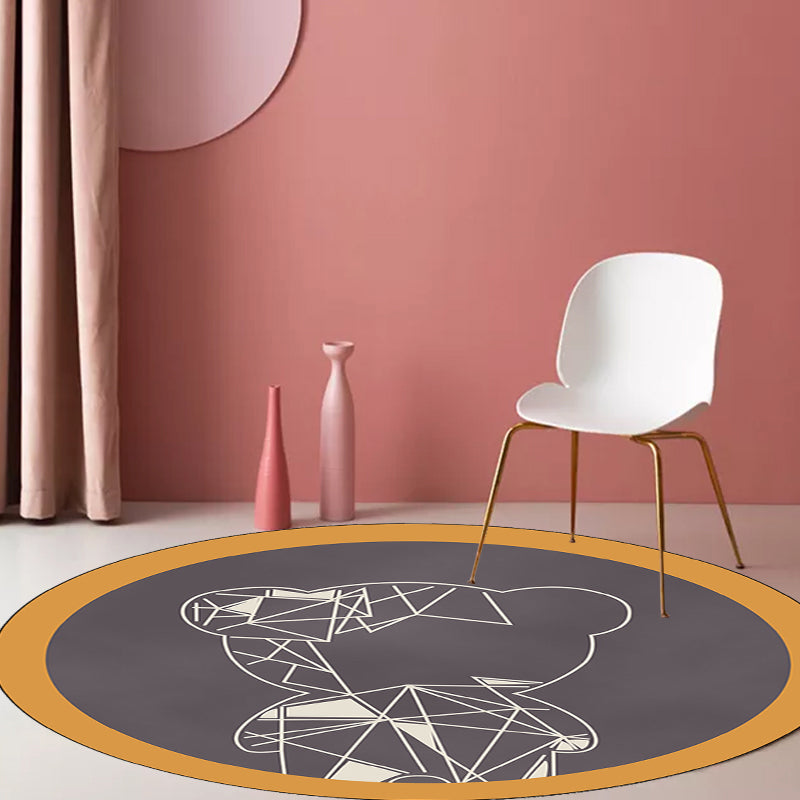 Vivolux | Niedlicher Kinderteppich in Grau und Braun Tier Bär Geometrie Muster Teppich Polyester Fleckenresistenter Teppich für das Kinderzimmer