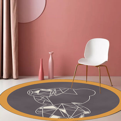 Vivolux | Niedlicher Kinderteppich in Grau und Braun Tier Bär Geometrie Muster Teppich Polyester Fleckenresistenter Teppich für das Kinderzimmer