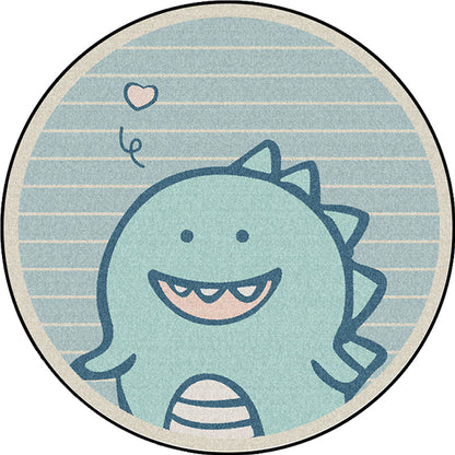 Vivolux | Eunique Kids Tapijt in Groene Dier Dinosaur Stripe Hart Patroon Tapijt Polyester Antislip Vloerkleed voor Kinderkamer