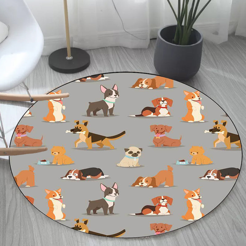 Vivolux | Uniek Kinder Tapijt in Wit en Bruin Dier Hond Voedsel Patroon Tapijt Polyester Vlekbestendige Vloerkleed voor Kinderkamer