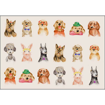 Vivolux | Kinder Schlafzimmer Teppich in Elfenbein Tier Hund Katze Schwein Muster Teppich Polyester Rutschfeste Rückseite Teppich