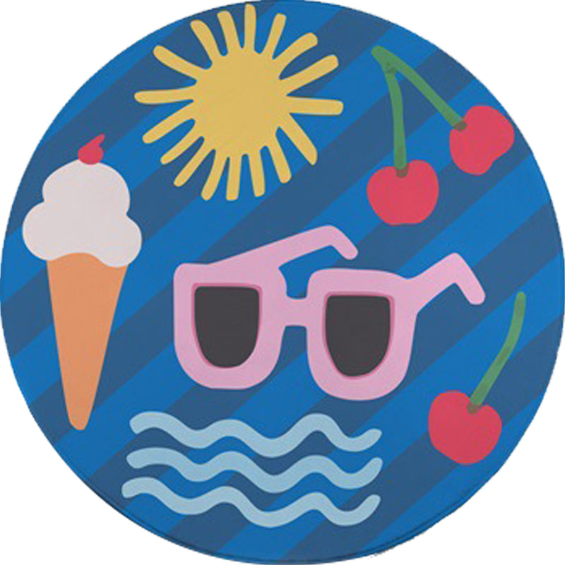 Vivolux | Kinderslaapkamer vloerkleed in geel Voedsel & Drank IJs-crème Kersen Brillen Print Vloerkleed Polyester Huisdiervriendelijk Gebied Vloerkleed