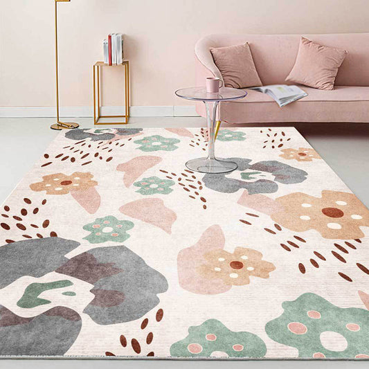 Vivolux | Rosa Kinderzimmer Teppich Kinder Blumenmuster Bereichsteppich Polyester Anti-Rutsch-Unterlage Teppich