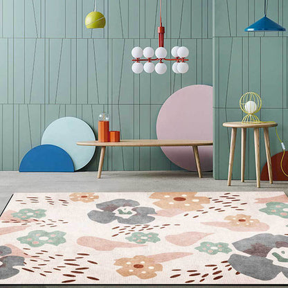 Vivolux | Rosa Kinderzimmer Teppich Kinder Blumenmuster Bereichsteppich Polyester Anti-Rutsch-Unterlage Teppich