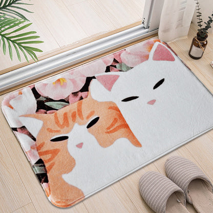 Vivolux | Kinderen Kinderkamer Tapijt in Roze en Geel Dieren Katten Bloem Motief Tapijt Polyester Antislip Rug Area Tapijt