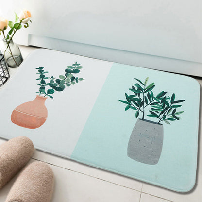 Vivolux | Groen en roze kinderkamer tapijt Kids Botanical Leaf Potted Plants patroon vloerkleed polyester huisdiervriendelijk tapijt