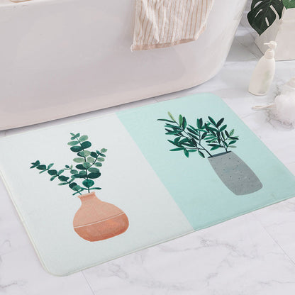 Vivolux | Groen en roze kinderkamer tapijt Kids Botanical Leaf Potted Plants patroon vloerkleed polyester huisdiervriendelijk tapijt