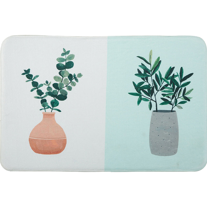 Vivolux | Groen en roze kinderkamer tapijt Kids Botanical Leaf Potted Plants patroon vloerkleed polyester huisdiervriendelijk tapijt