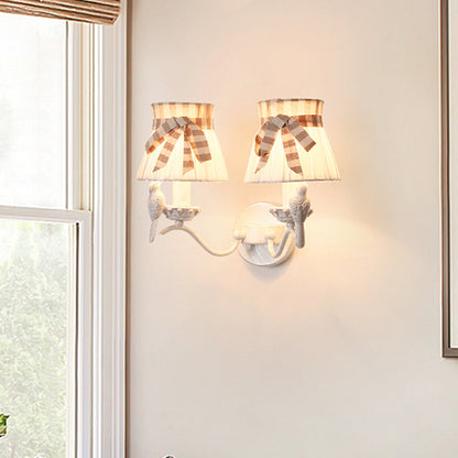 Vivolux | Cone Schlafzimmer Wandmontage Lampe Stoff 1/2 Köpfe Modernistische Wandlicht mit Vogel Deko in Weiß
