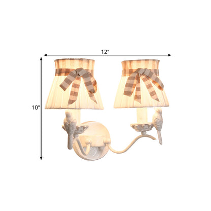 Vivolux | Cone Schlafzimmer Wandmontage Lampe Stoff 1/2 Köpfe Modernistische Wandlicht mit Vogel Deko in Weiß