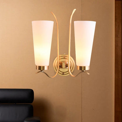 Vivolux | Opal Glas Messing Wandlamp Verlengd 1/2-Licht Plattelands Wandverlichting Voor Gastenkamer