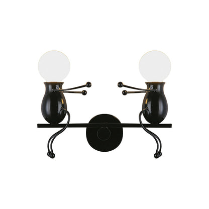 Vivolux | Schwarz/Weiß/Rot Kindlich Wandmontage Lampe Kinder 2 Köpfe Metall Wandlicht mit Wippe Arm