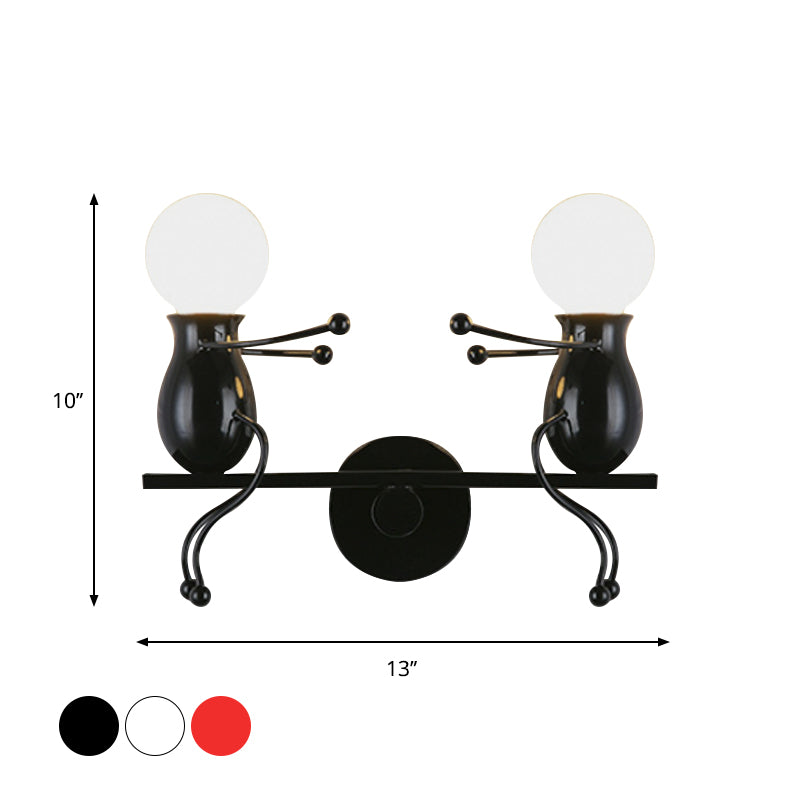 Vivolux | Schwarz/Weiß/Rot Kindlich Wandmontage Lampe Kinder 2 Köpfe Metall Wandlicht mit Wippe Arm